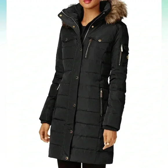 Michael Kors  faux fur trim down puffer coat NWT - Picture 1 of 10